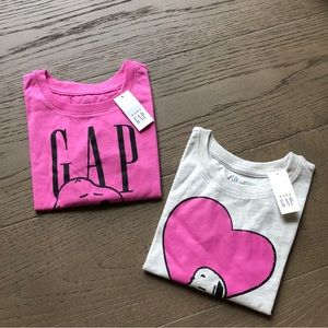 Baby Gap Peanuts Valentines SET T-shirts 4T Snoopy Tees Heart Charlie Brown NWT!